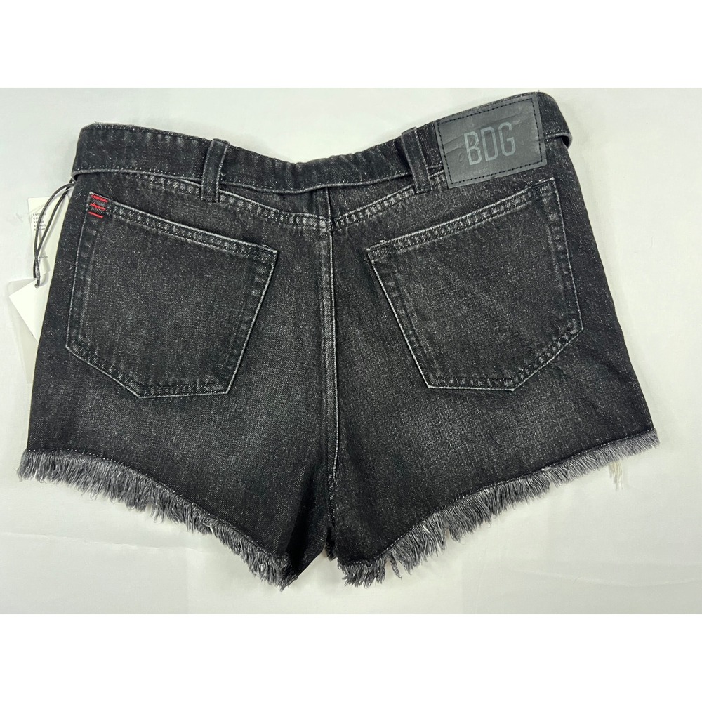 BDG Urban Outfitters High-Waist Distressed Black Denim Shorts Frayed Hem 27 - Picture 2 of 6